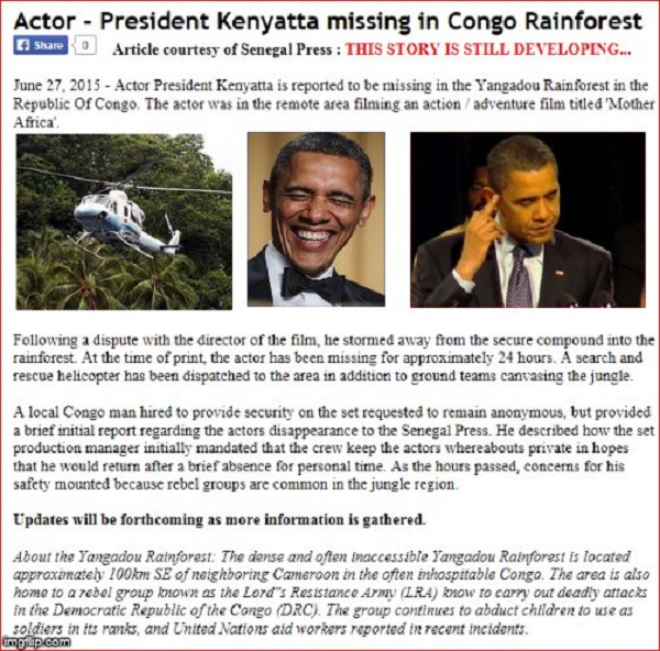 President Kenyatta missing ibn rainforrest ~ 600 ~