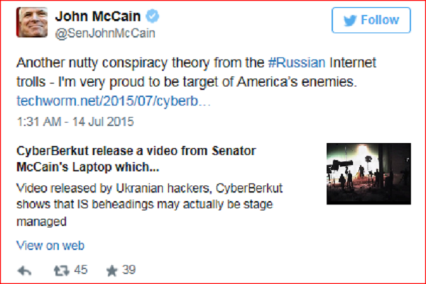 John McCain Russia Tweet ~