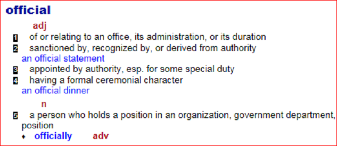 Official meaning screenshot