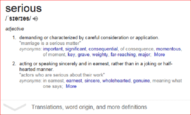 Serious meaning screenshot