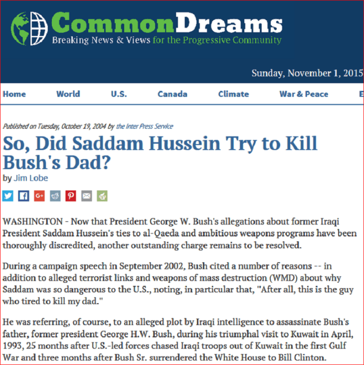 Common dreams pst GHW Bus Saddam Hussen