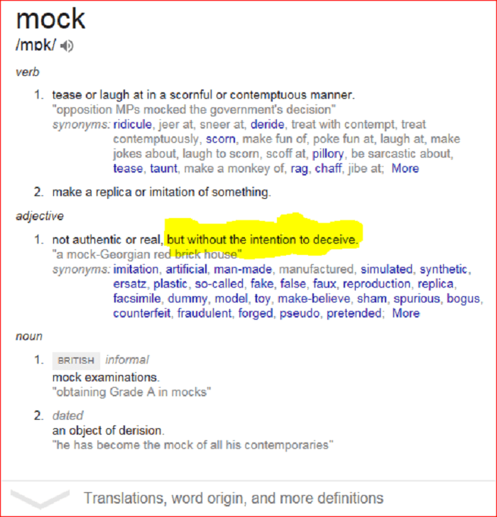 Mock meaning Screenshot