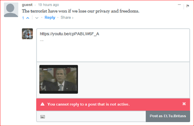Reply not active Screenshot