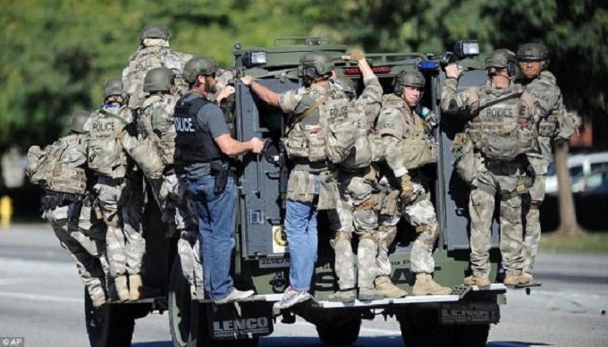Swat training team on truck
