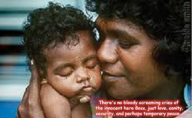 Aboriginal woman and baby ~ No screams here