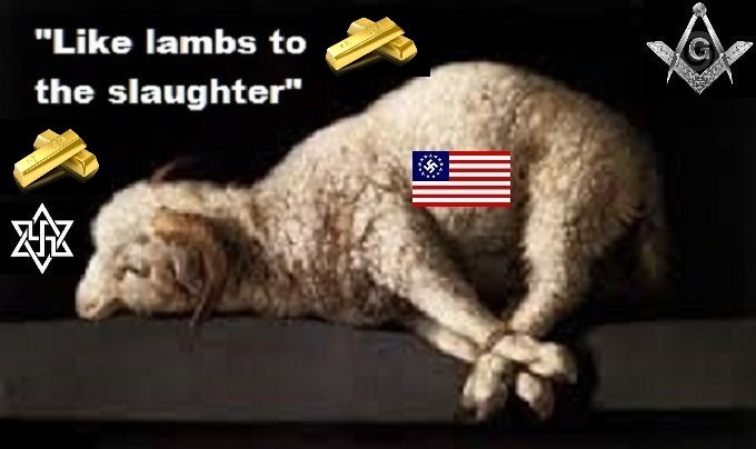 Lambs to the slaughter Masons Swastika American flag GOLD