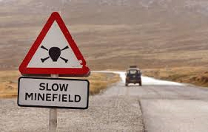 Slow Minefield sign