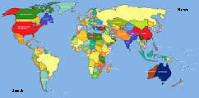 World Map SOUTH NORTH