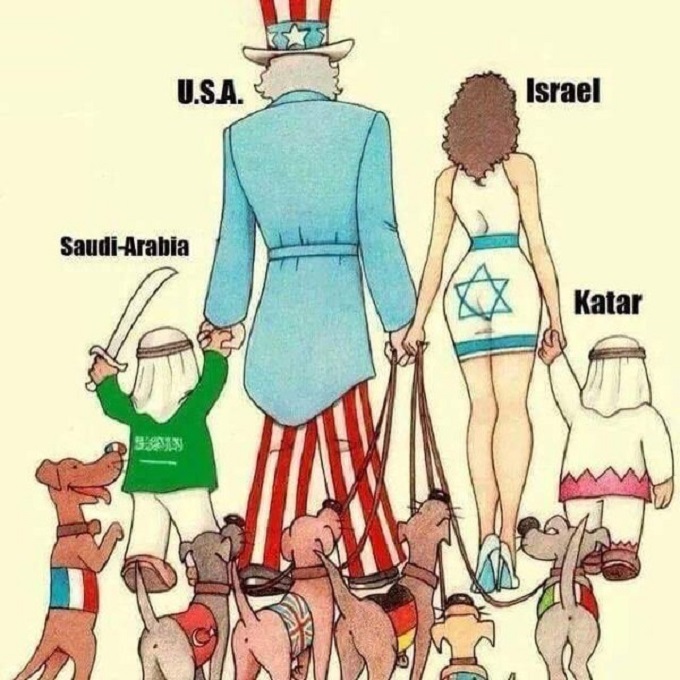 The Zionist pyramid Israel Saudi plus dogs