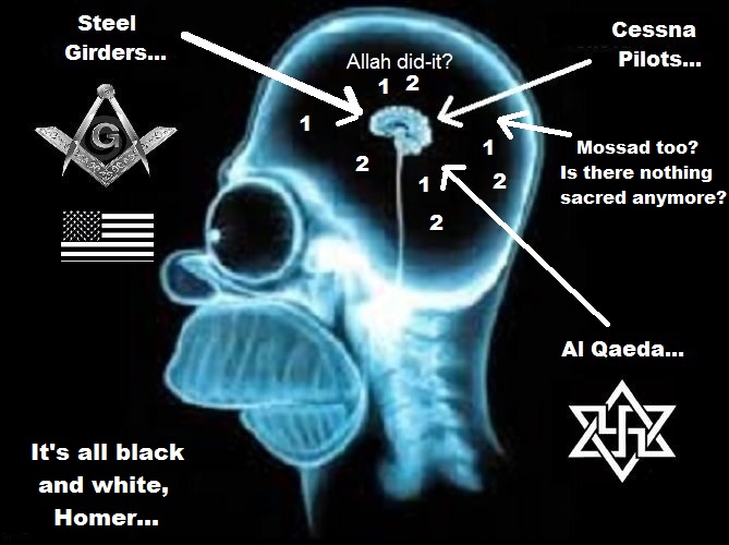 Homer American Mason fascist Allah black and white Mossad