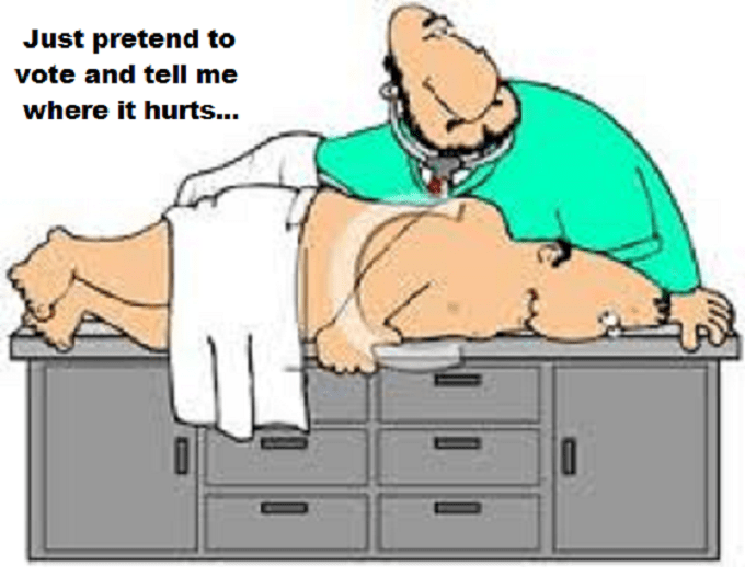 Political Proctology pretend to vote