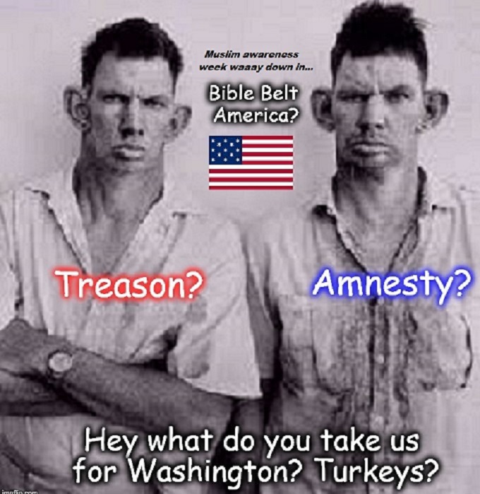 Treason Amnesty Bible Belt inbred Muslim awareness week (2)