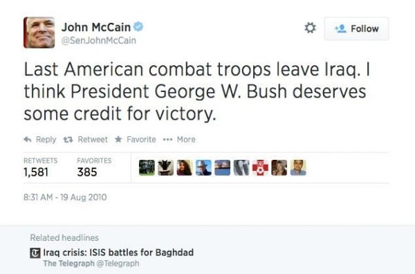 John McCain Twitter post