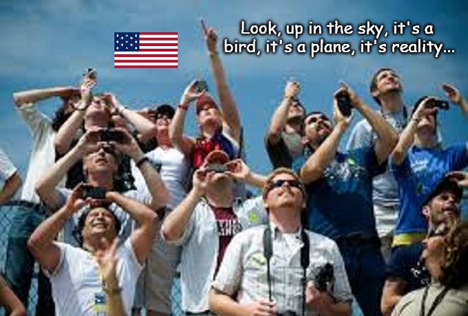 Look up in the sky reality American flag