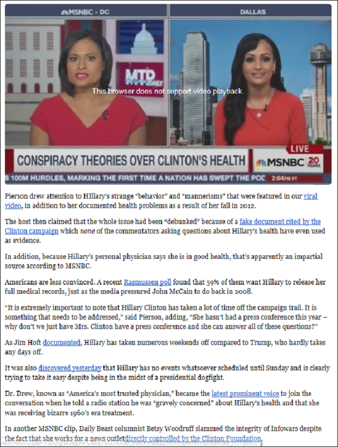Conspiracy theories Clinton's health