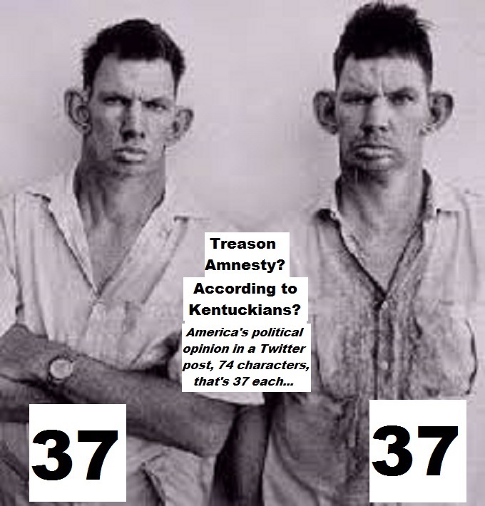 Kentucky Inbred Hillbilly TREASON AMNESTY 74 Chars 37 each