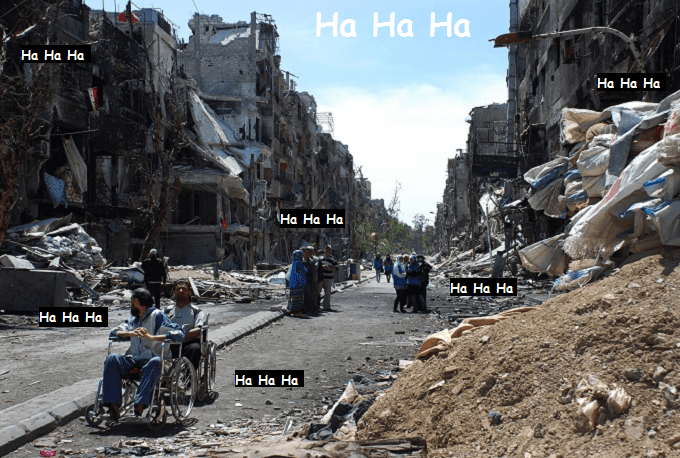 Syrian bombing wheelchair victims Ha Ha Ha