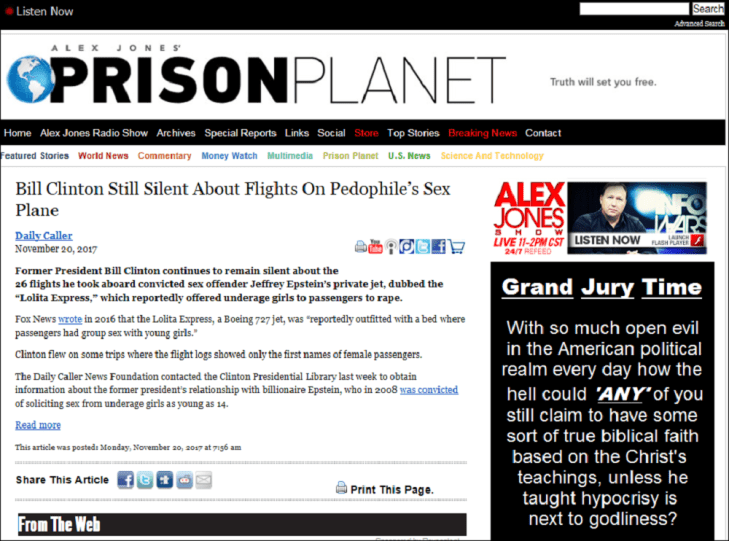 0001000 Clinton pedophile FACE PAGE