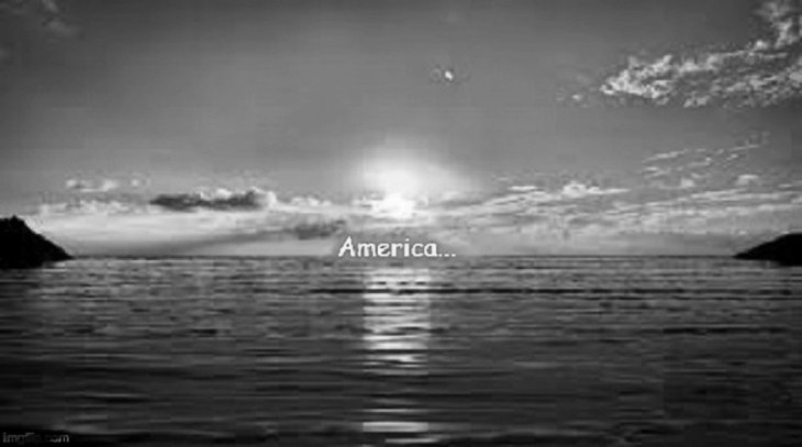 America sunset black and white