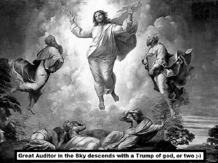 Great auditor in the sky black and white