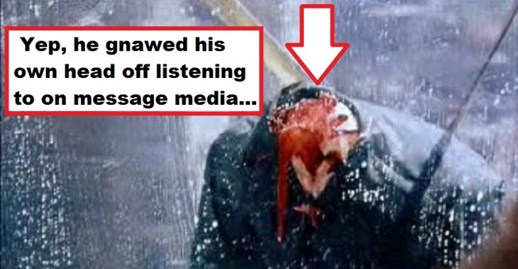 Gnawed his own head off ~ On message media ARROW