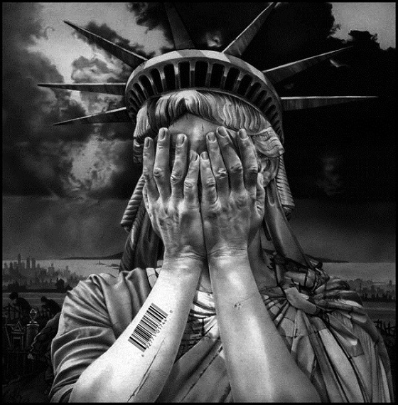 Lady Liberty lost Bar Code BW 560 rough