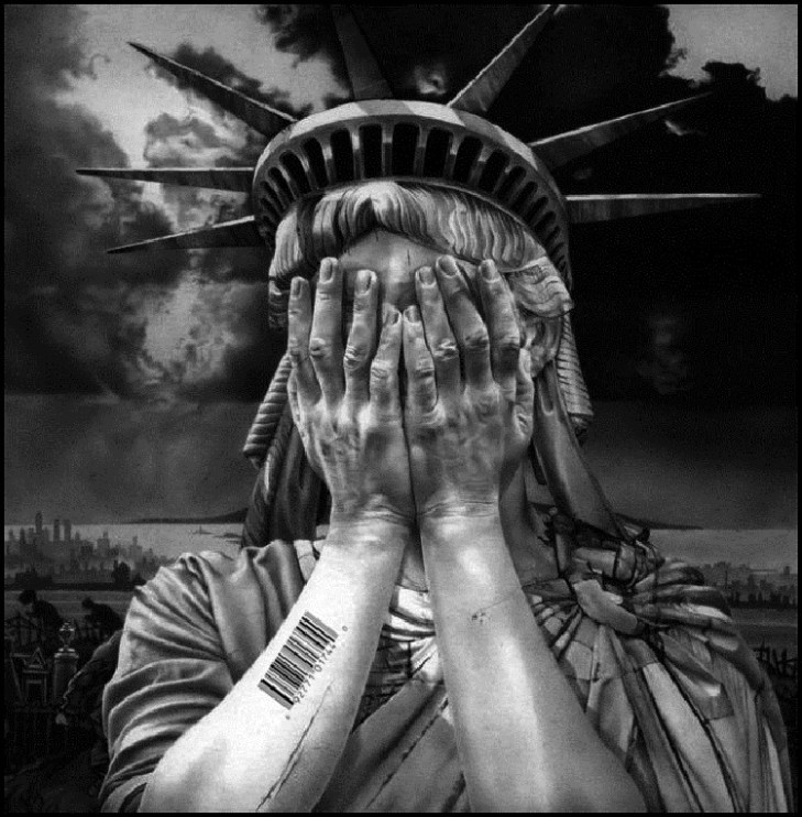 Lady Liberty lost Bar Code BW 750